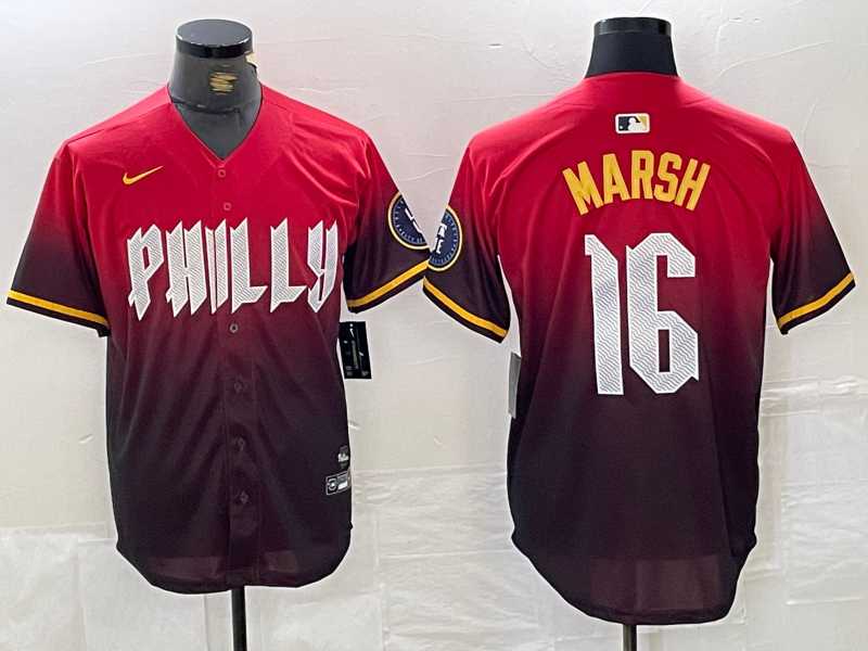 Mens Philadelphia Phillies #16 Brandon Marsh Red 2024 City Cool Base Jersey->philadelphia phillies->MLB Jersey